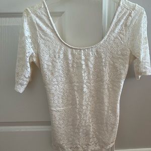 GUESS floral white lace top with cross back